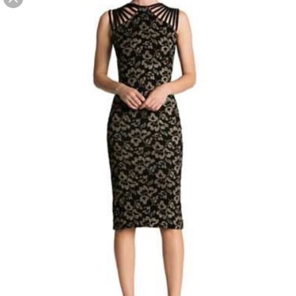 Metallic Lace Strappy Midi Dress - Picture 2 of 8