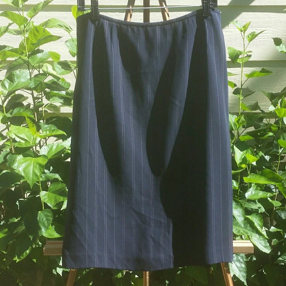 Plus Size! Navy blue pinstripe pencil skirt