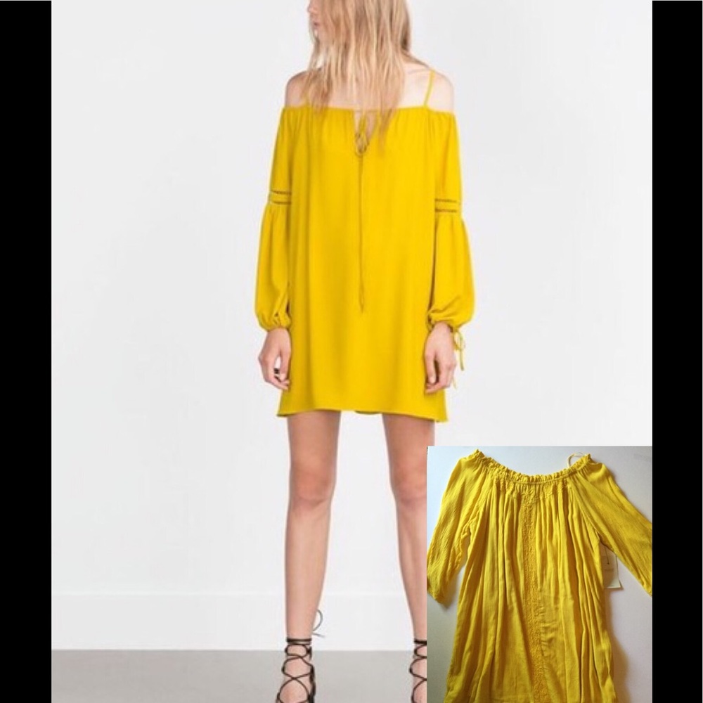 Zara Trafuluc open shoulder yellow dress, size S