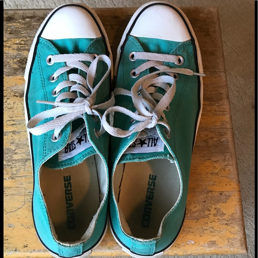Gently worn Tiffany Blue Converse sneakers