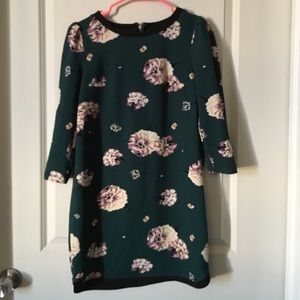 Dark Green Floral Zip Up Dress