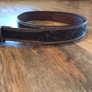 Cowboy Chrome Leather tooled Belt