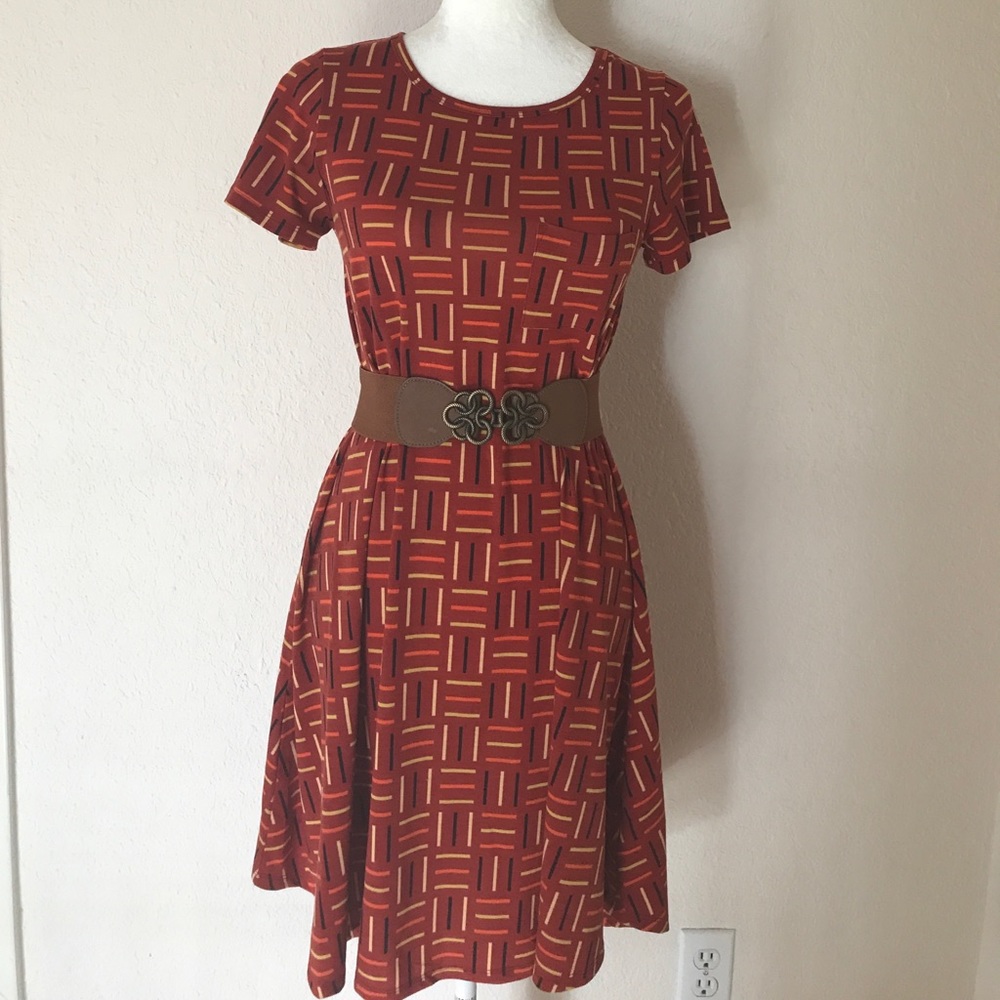 LulaRoe XXS Carly Red Yellow and Black