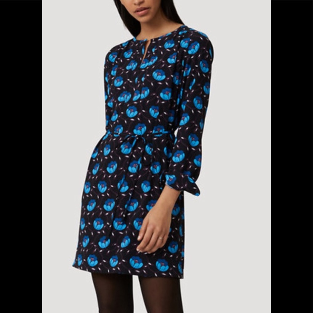 LOFT Split Neck Shirt Dress with Floral Design