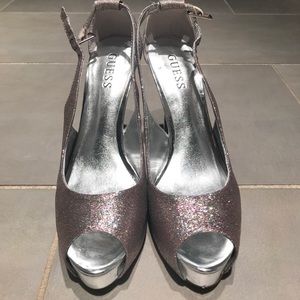 Guess sparkly peep toe stilettos