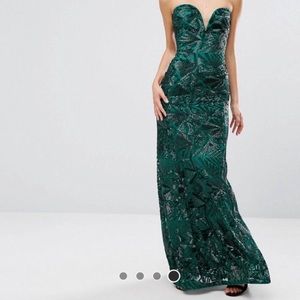 Asos green formal sequined gown. Prom/wedding