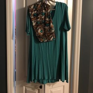 Ribbed turquoise Perfect & leaf print TC leggings