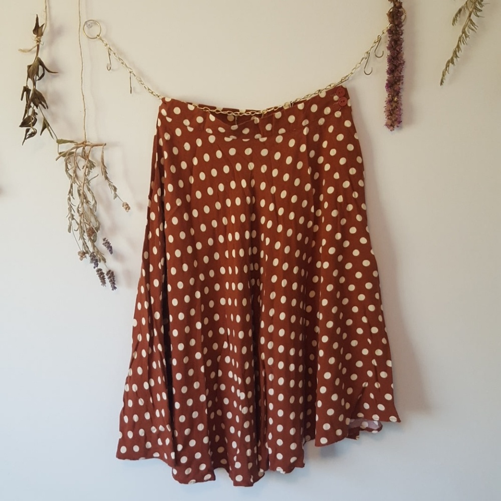Brown/cream polka dot retro skirt