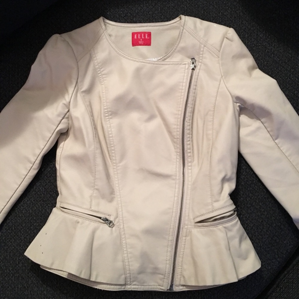 Small beige leather jacket
