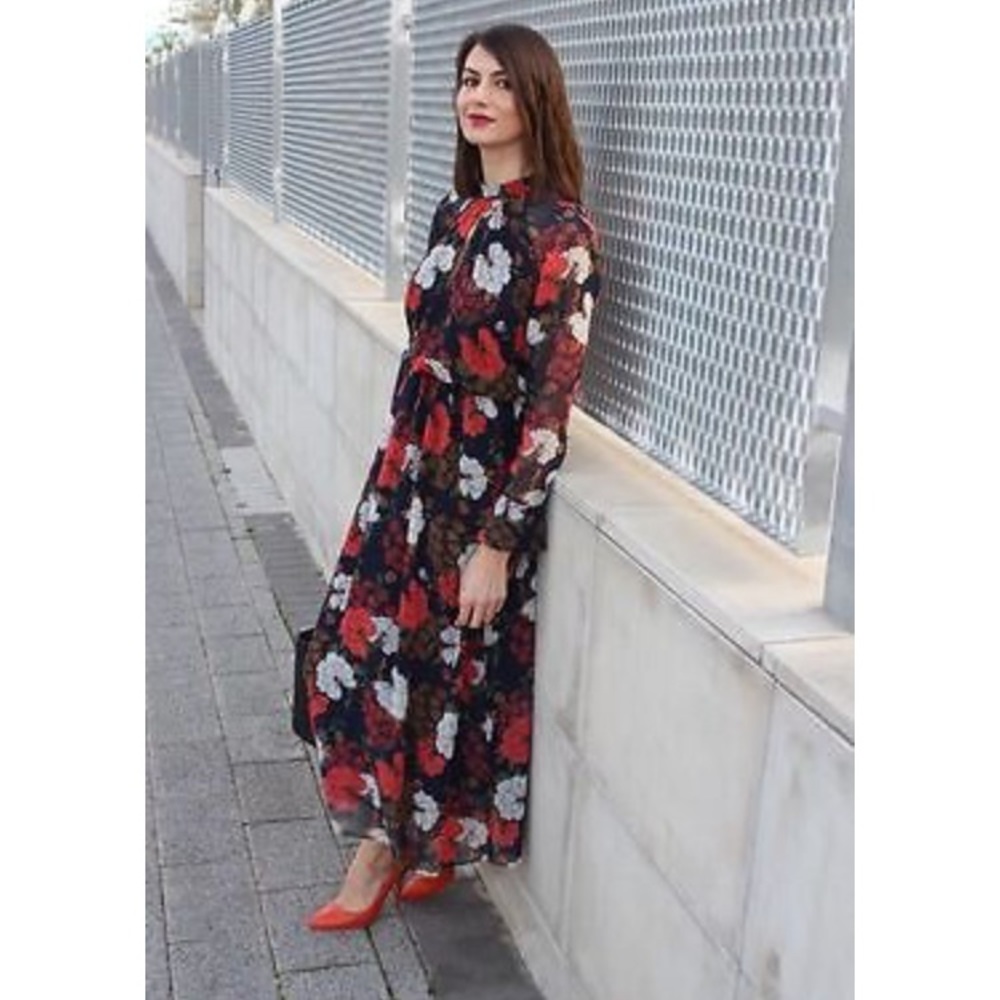 ZARA FLORAL LONG MAXI PRINTED DRESS