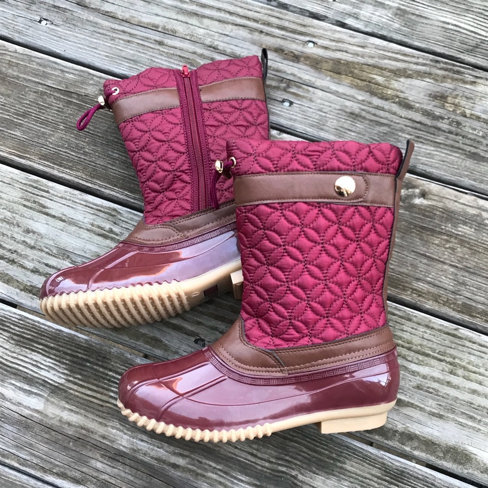 Wine Quilted Colored Rain 🌧 and Snow ❄️ Boots - Picture 3 of 7