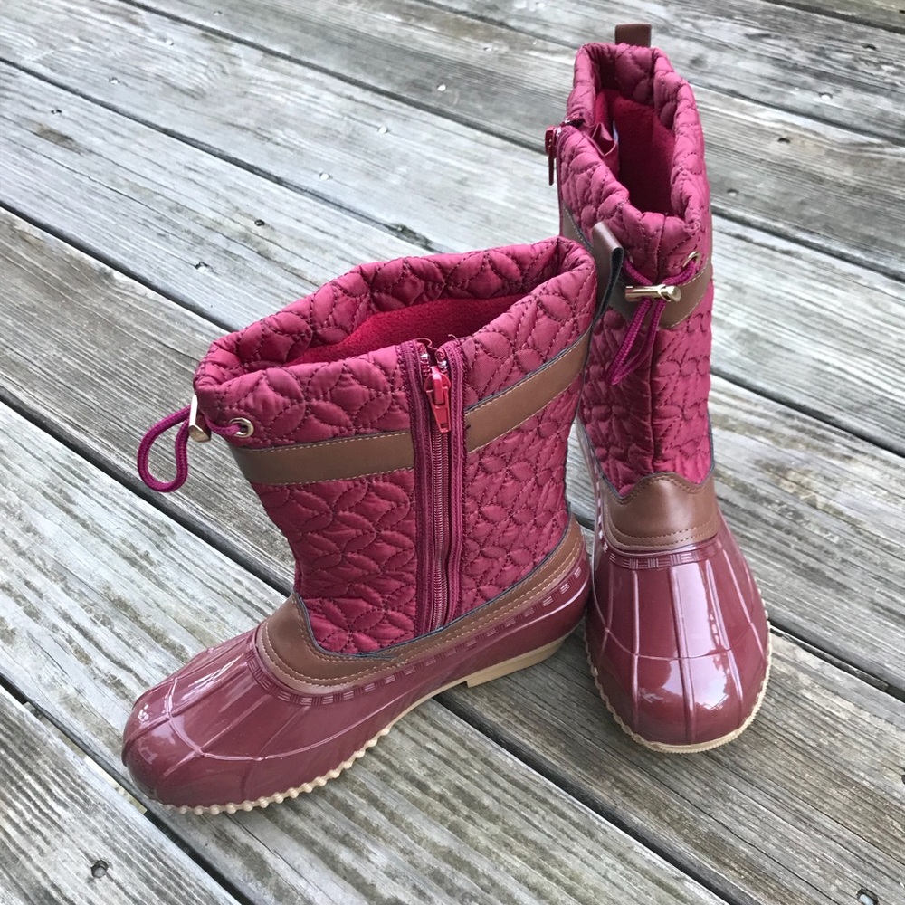 Wine Quilted Colored Rain 🌧 and Snow ❄️ Boots - Picture 7 of 7