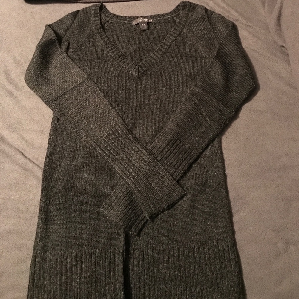 Dark gray v-neck sweater