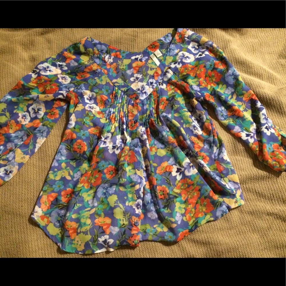 Lauren Conrad shear floral blouse
