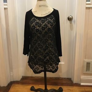 Maurices brand black lace top XL