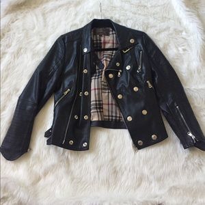 Black Faux Leather Moro Jacket