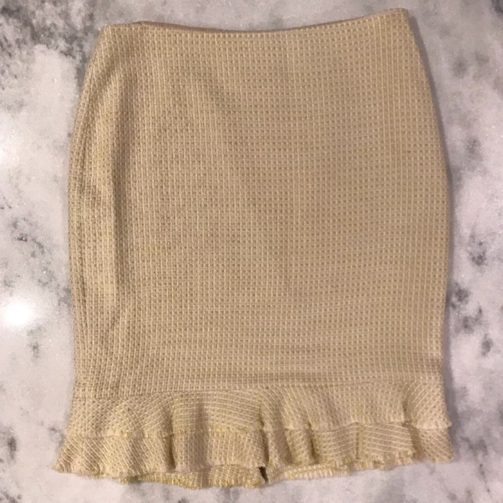 Chartreuse Yellow Peplum Pencil Skirt