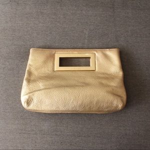 Michael Kors Pale Gold Leather Clutch Handbag