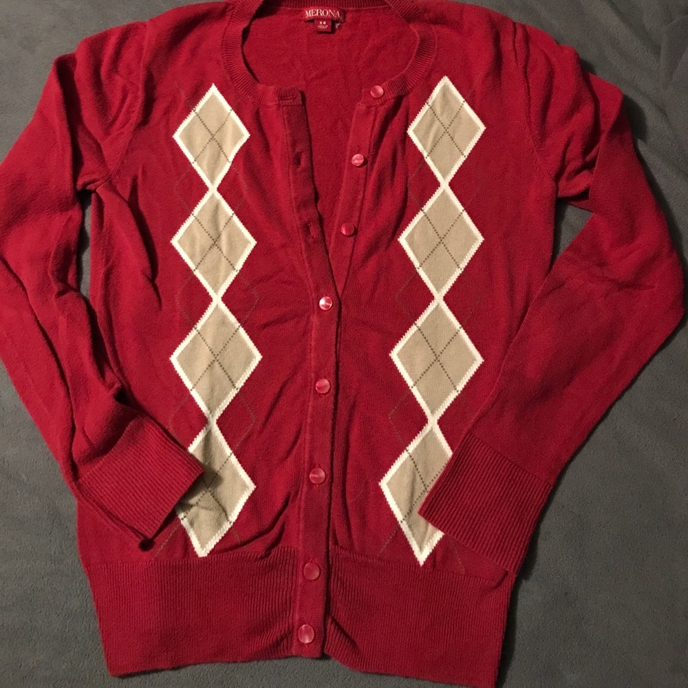 Argyle print cardigan