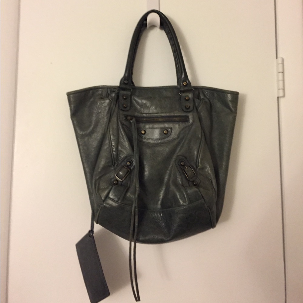 Balenciaga tote with brass hardware