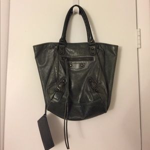 Balenciaga tote with brass hardware
