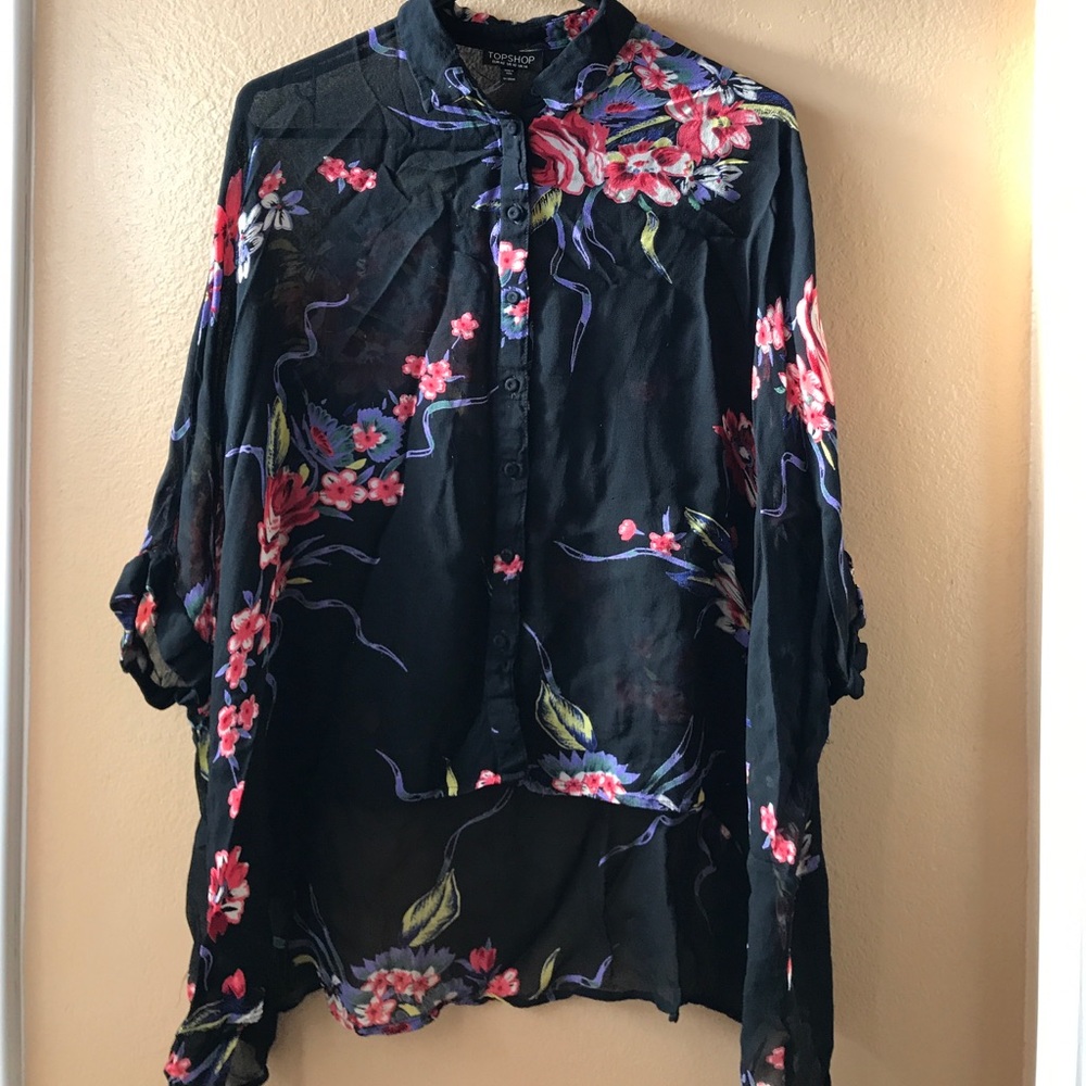 Button-down Sheer Kimono Tunic