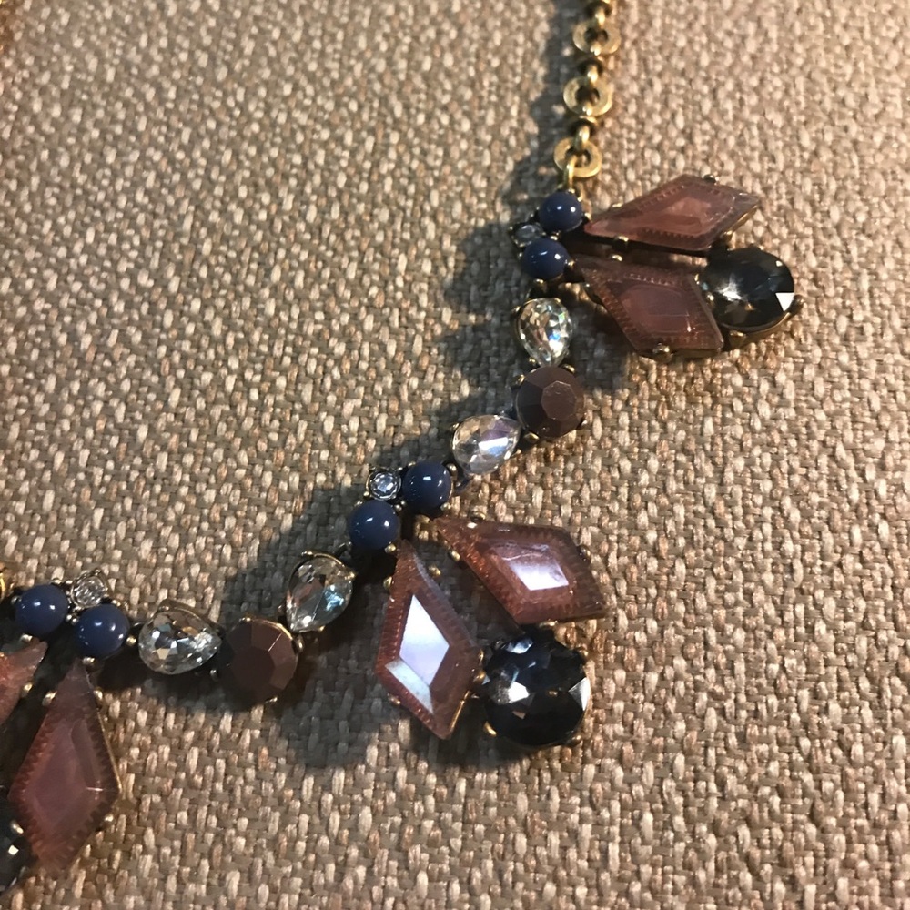 J.Crew Crystal Mauve & Navy Statement Necklace