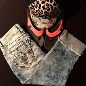 Rock Revival Acid Washes Crop Jeans. Very Rare.