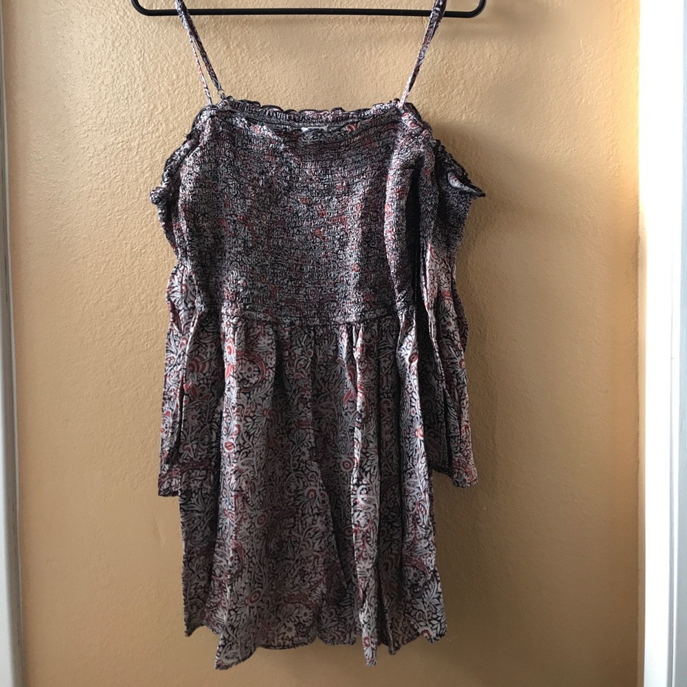 Smocked Off-the-Shoulder Bell-Sleeve Romper