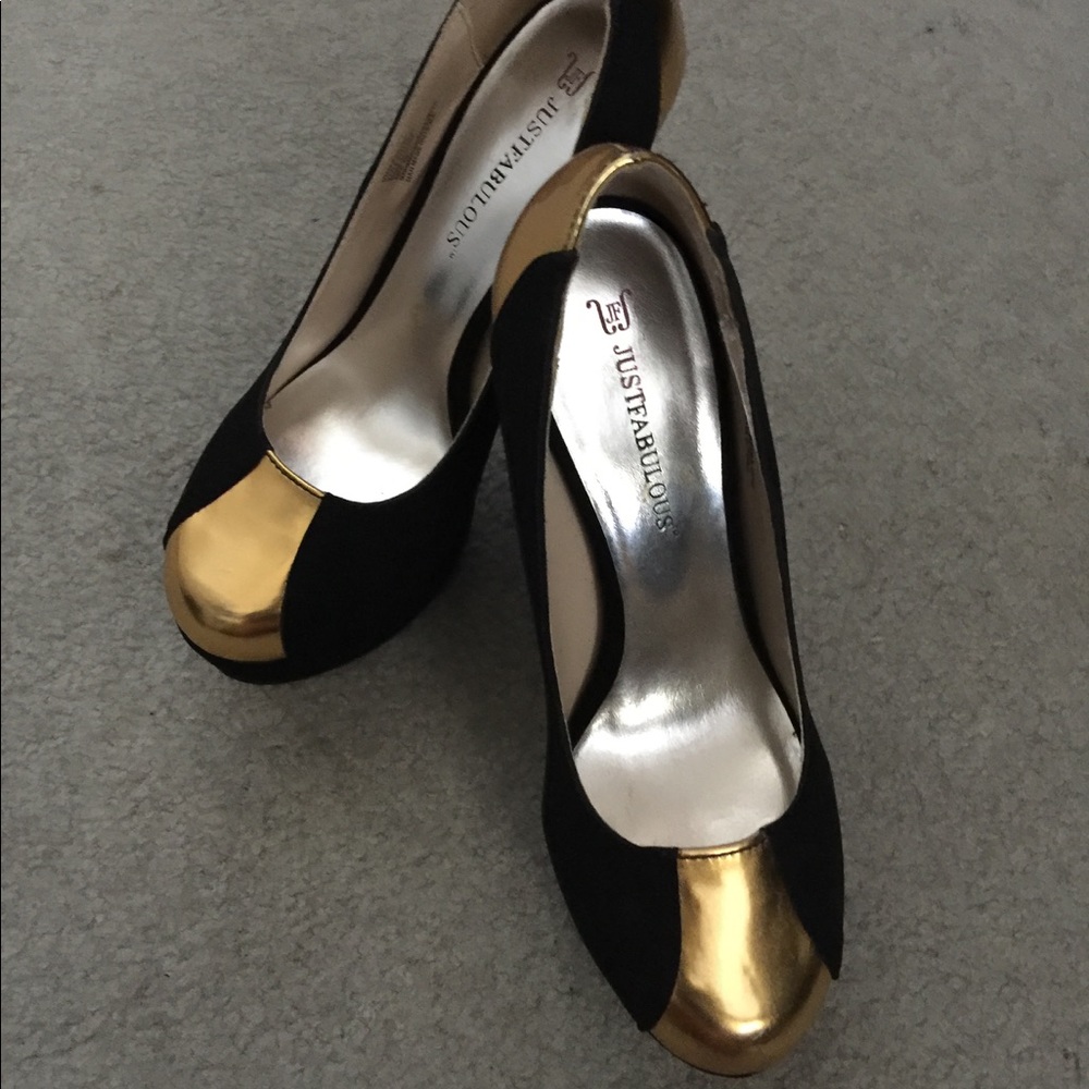 Black and Gold High Heels