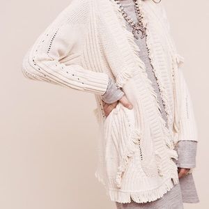 Anthropologie fringe knit cardigan