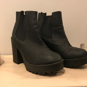 Black heeled booties.