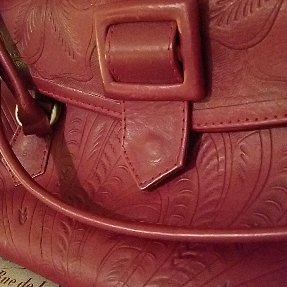 Hand Tooled Red Leather Purse