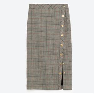 Zara pencil checked skirt