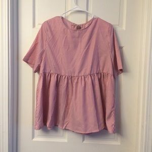 Red and white striped blouse