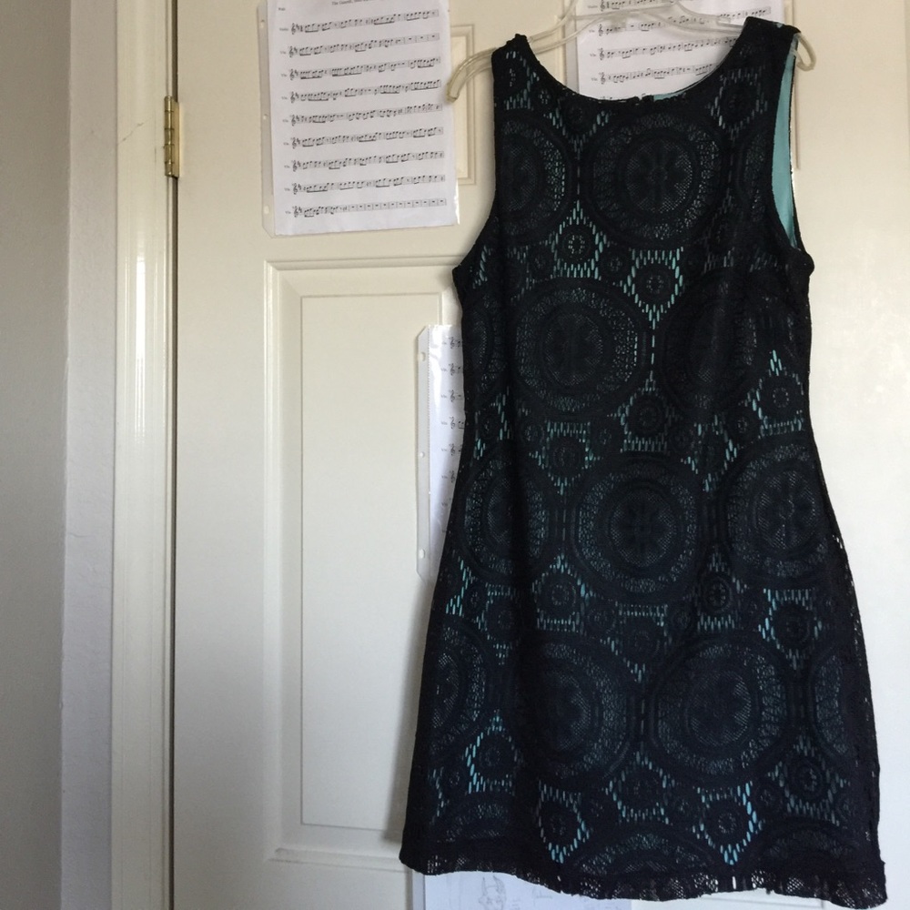 Black and Blue Lace Dress