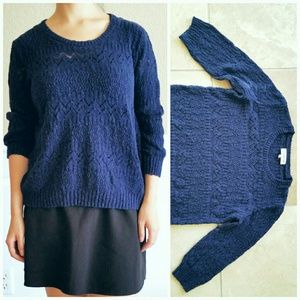 Navy Blue Crochet Pullover