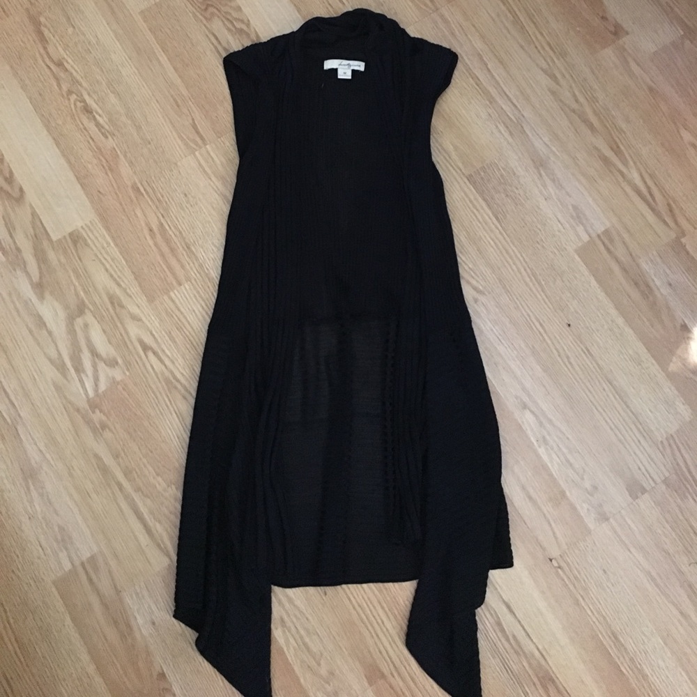 Silky Black Cardigan Vest