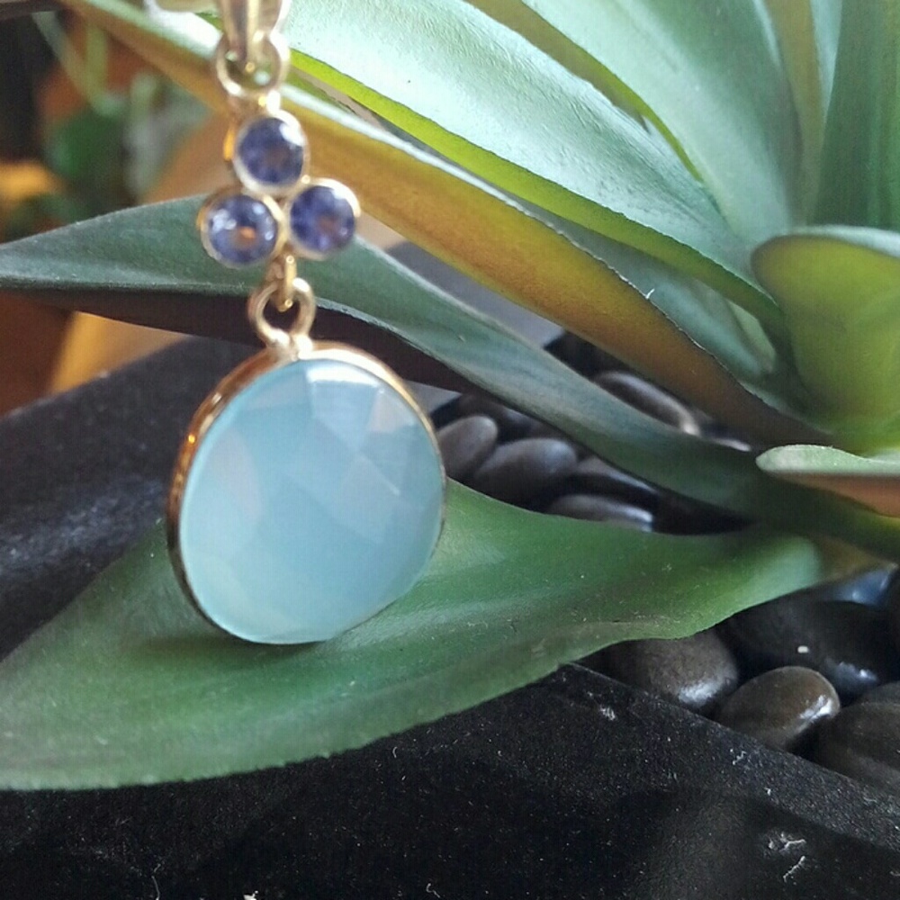 Gold Sterling Chalcedony Iolite Necklace