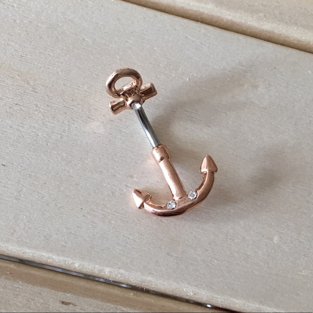 Rose Gold Anchor Belly Button Ring