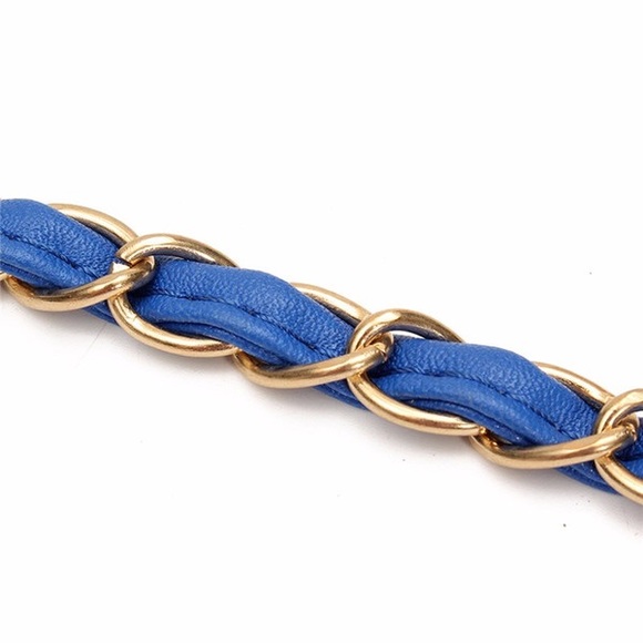 Blue Crossbody Bag Chain Drawstring - Picture 2 of 3