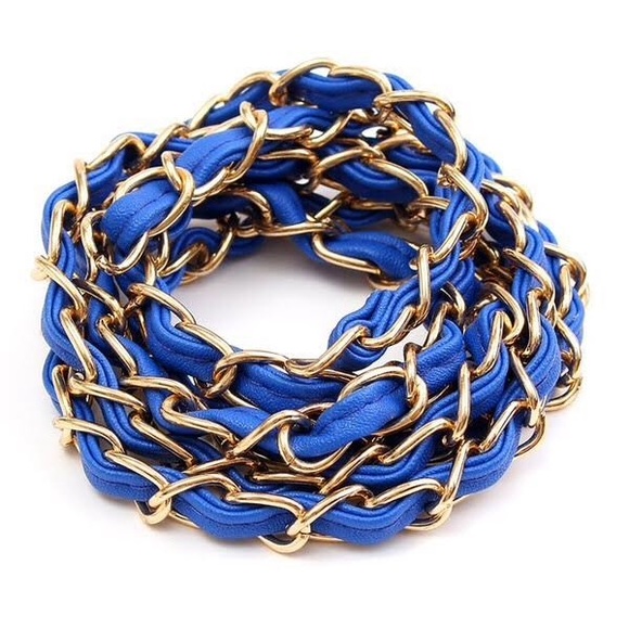 Blue Crossbody Bag Chain Drawstring - Picture 1 of 3