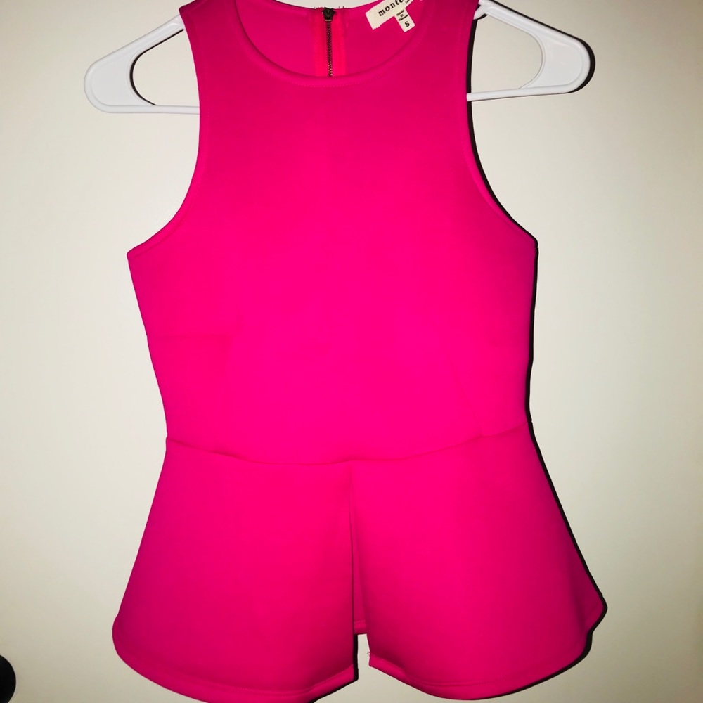 Hot pink peplum top. Brand new with tags