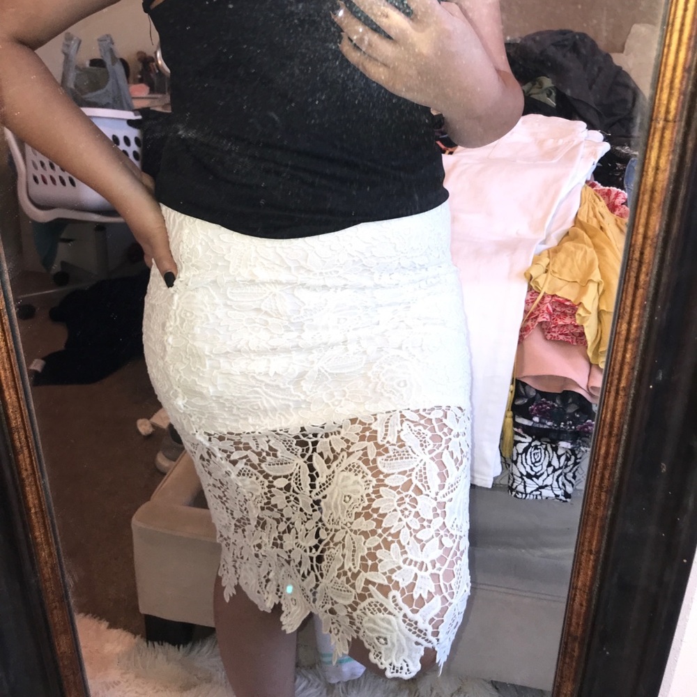 Floral semi mesh skirt