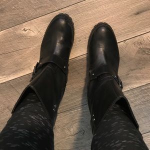 Black Faux Leather Moto Boot