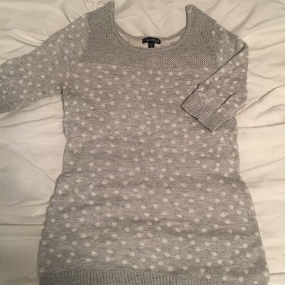 Express sweater gray with white polka dots