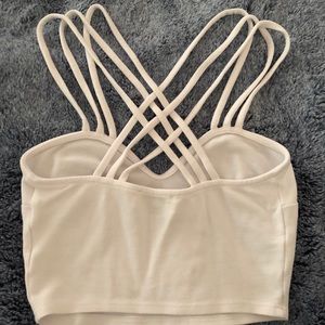 White criss cross strap crop top