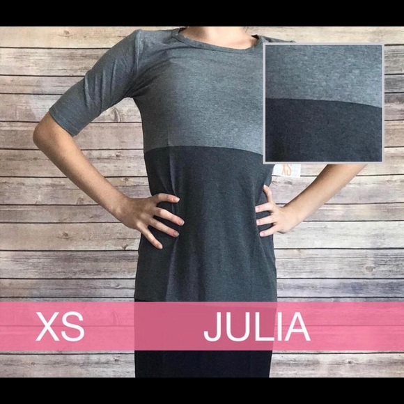 NWT LuLaRoe Julia Bodycon Gray Black Colorblock XS - Picture 1 of 8