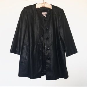 H&M Genuine Leather Cropped Sleeve Jacket Coat