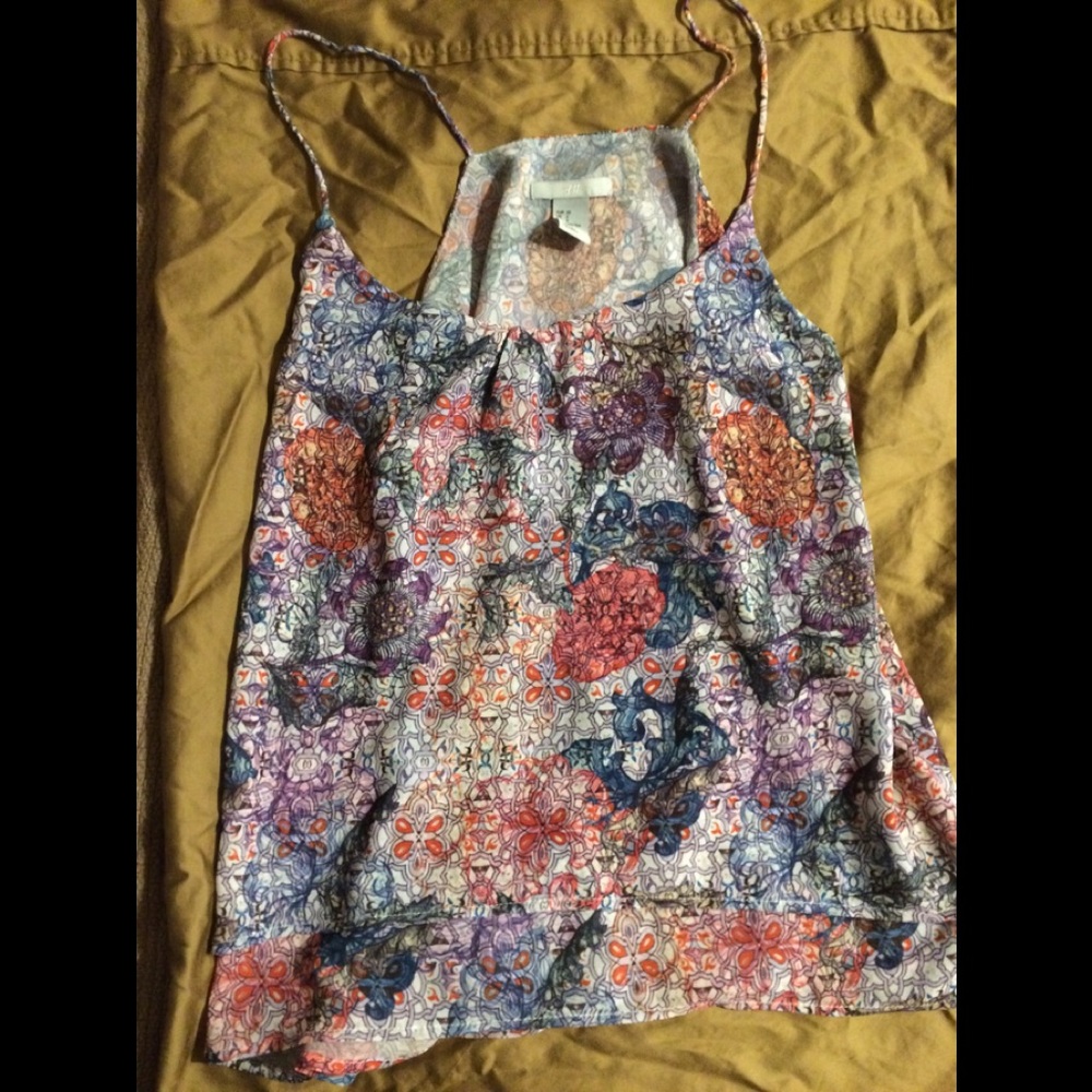 H&M multicolor blouse with spaghetti straps